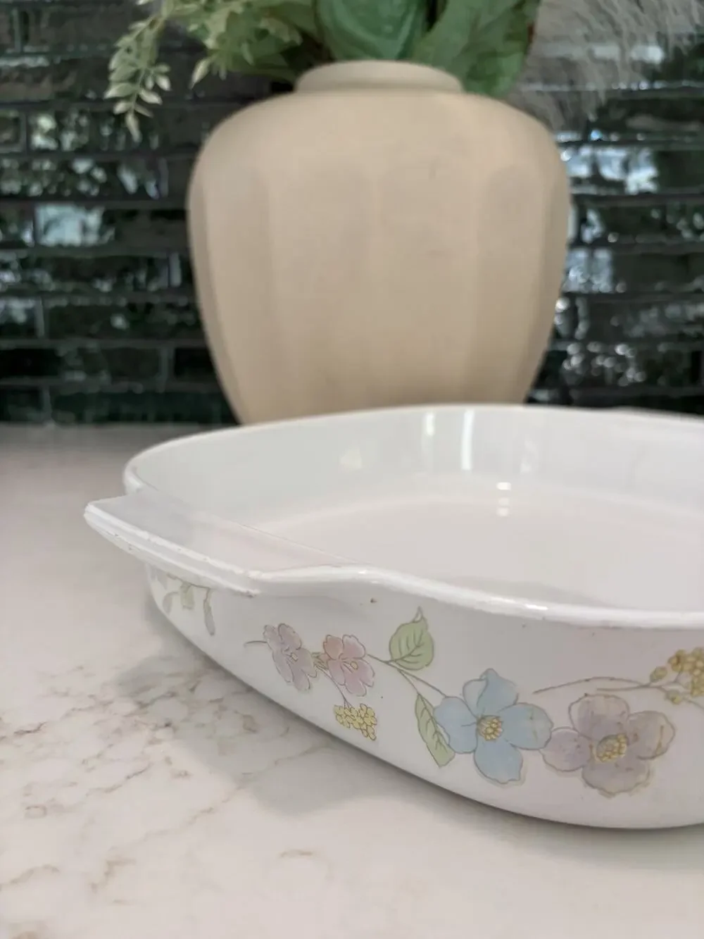 Vintage Corning ware Pastel Bouquet 1.5 Qt Rectangular Baking Dish A-4-B No Lid
